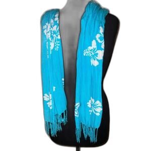 Floral Turquoise Blue and White scarf
